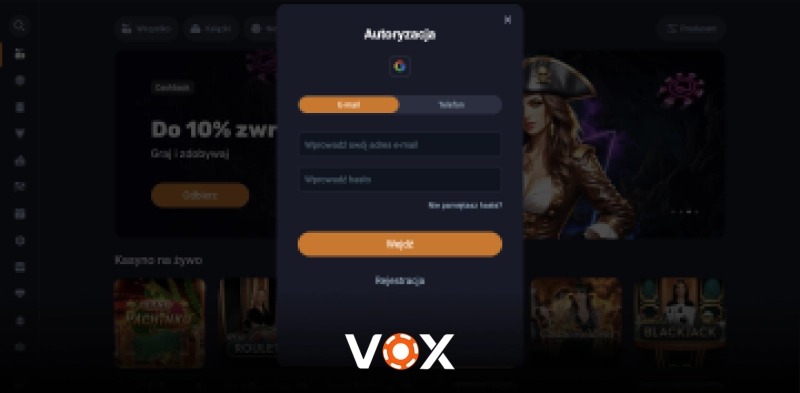 Vox Casino logowanie – szybki dostęp do 3000 gier